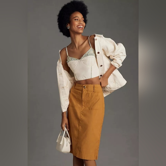 Anthropologie Maeve Collete Midi Skirt in Bronze